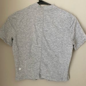 Lululemon Grey Cropped Mock Neck Shirt